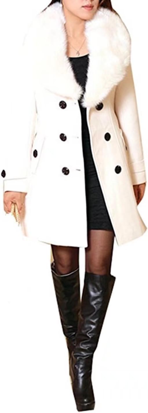 Dames wintermantel wollen mantel met faux bont kraag parka herfstjas elegante dubbele trenchcoat lange mantel overgangsjas dufflecoat outwear met riem