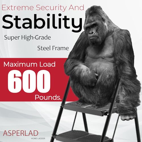 ASPERLAD Escada de 272 kg, extra grande e larga, banco de 2 degraus, personalizado, dobrável, banqui