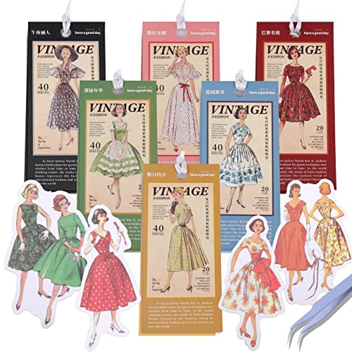 240 Pcs Vintage Washi Stickers For Journaling Supplies, Retro Style Ladies Scrapbook Stickers Scrapbooking Supplies Kit, Aesthetic Stickers For Junk Journal Supplies Diy Crafts Embellishment #TOP22