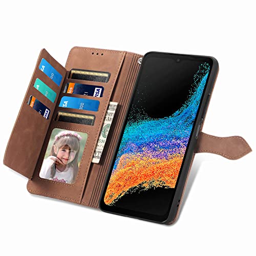 for Orbic Joy RC608L Zipper Wallet Case with Strap,7 Card Holder Leather Flip Magnet Wallet Case with Money Pocket Full Body Protective Purse Case for Women -Brown2