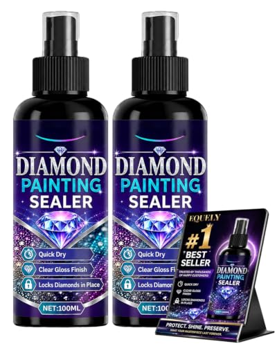 Diamond Painting Sealer Spray 100ml Quick Dry Gloss Finish Sealant for Diamond Art Clear Protective Coating to Secure Drills Craft for Paintings Puzzles DIY Projects Portable Bottle(2pcs)