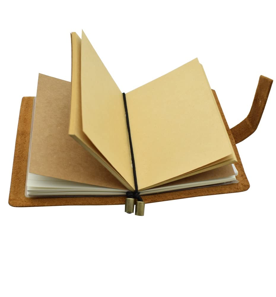 SePKUs Cuaderno de tapa hecho a mano, minicuaderno de viaje para tomar notas, cuaderno de notas, escuela de negocios, oficina, papelería Vintage (A)