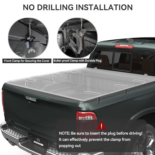 Image of AUTOSAVER88 FRP Hard Tri-fold Truck Bed Tonneau Cover Fits for Ford Ranger 2019 2020 2021 2022 2023 5 ft Bed