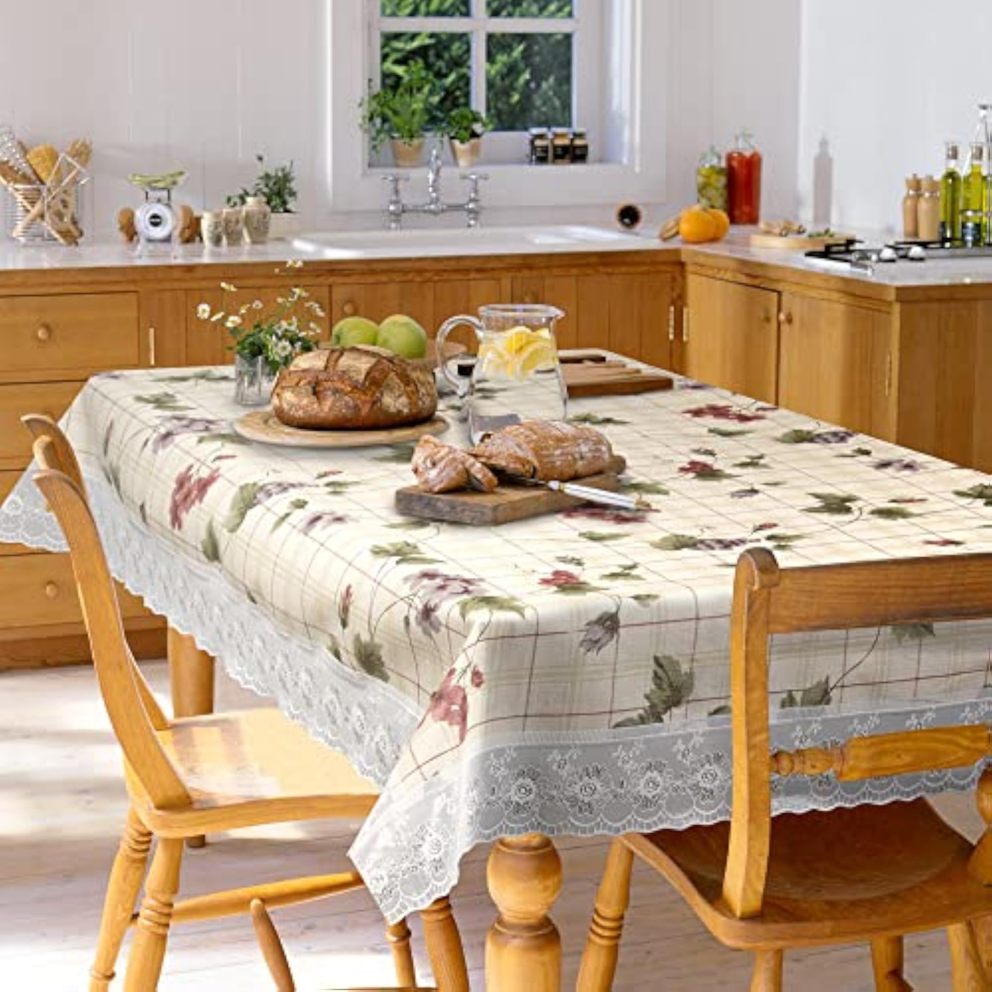 Waterproof PVC Vinyl Dining Table Cover Cloth, 6-8 Seater