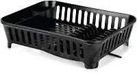 Escorredor de Louça com Bica Arthi | Design Clean e Funcional | Escoamento Direto para a Pia | Otimiza Espaço | Plástico Resistente | Cor Preto | Praticidade na Cozinha | Acomoda Toda a Louça