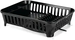 Escorredor de Louça com Bica Arthi | Design Clean e Funcional | Escoamento Direto para a Pia | Otimiza Espaço | Plástico Resistente | Cor Preto | Praticidade na Cozinha | Acomoda Toda a Louça