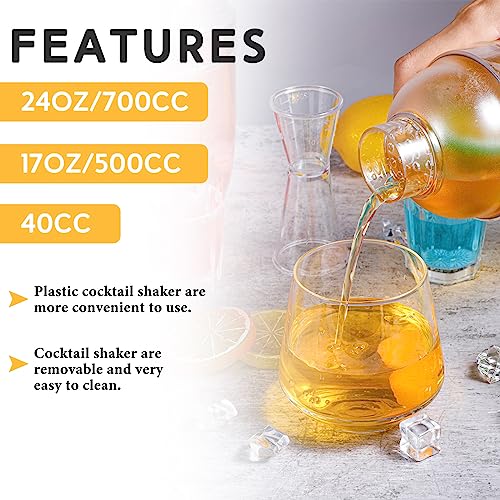 Uiifan 6 Pcs Plastic Drink Cocktail Shaker Set 4 Pcs 17 Oz 24 Oz Drink Mixer Hand Shaker Jigger Cup With Scales And 2 Pcs Ounce Cup Clear Cocktail Shaker For Bar Party Tea Mixing Tool thumb #4