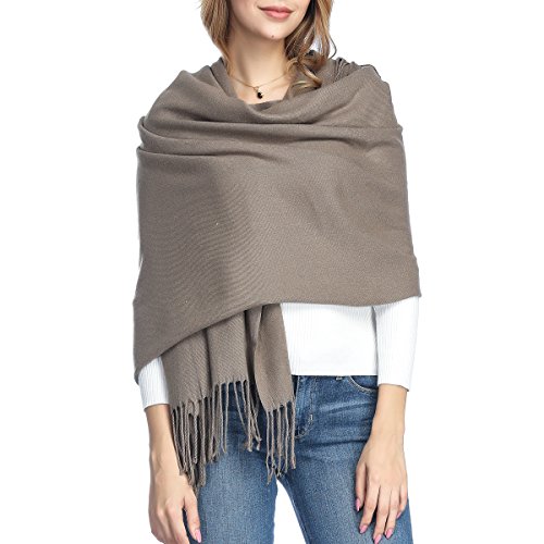 Extra Large Thick Soft Cashmere Wool Shawl Wraps for Women - PoilTreeWing Pashmina Scarf(Gray)