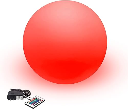Hullaballoo Luz LED redonda grande de 20 pulgadas, bola luminosa regulable, impermeable, recargable, RGB que cambia de color, luz decorativa