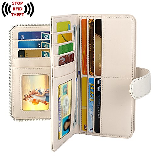 Image of UTO Wallet Women Vegan Leather Wristlet Snap Long Purse Credit Card Holder Elegant Clutch