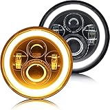 ZiopGTob 7 inch led Headlight Round 2pc Projector 7 inch Halo led Headlight H6024 DOT Approved Hi/Lo Beam DRL Amber Turn Signal Compatible with Jeep Wrangler JK TJ CJ Compatible with Chevy and miata