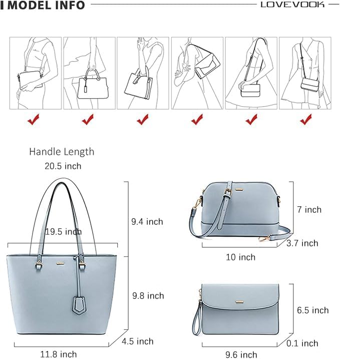 LOVEVOOK Purses for Women Fashion Handbag Set Tote Bags Shoulder Bag Top Handle Satchel Bags - Image 7