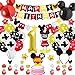 Festa Compleanno Topolino 1 Anno,Topolino Festa Compleanno Forniture con Palloncini con Foglio 1 e Cerchietti Orecchie Banner Palloncini ect Decorazi per la Festa del 1 ° Compleanno a Tema di Topolino
