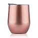 DOKIO 12 oz Wine Glass Bridesmaid Cup Rose Gold Copper Stainless Steel Double Wall Vacuum Insulated With Crystal Clear Lid Great For Ice And Hot Drink Mug Coffee Champagne Cocktails