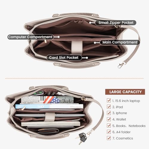 Image of LOVEVOOK Laptop Tote Bag for Women, Office Work Bag Briefcase fit for 15.6 inch Laptop, Large Capacity Teacher Computer Bag Handbag