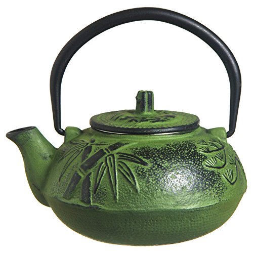 M.V. Trading T7012 Cast Iron Teapot, 21-Ounce, Green Bamboo