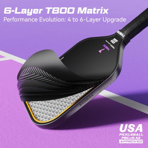 Image of USAPA Approved Pickleball Paddle 6-Layer T800 Carbon Fiber 16mm Thermoformed Pickleball Racket with High Spin & Extended Grip, Professional Pickleball Paddle for Control and Power