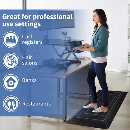 Image of UKISS 9 /10 inch inch Extra Thick Cushioned Anti Fatigue Kitchen Mat, Waterproof High Density Foam Standing Desk Mat, Non-Slip Ergonomic Comfort Mat for Kitchen, Office,Workstation Black (Black, 20 inch X 39 inch)