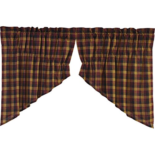 VHC-Brands-Heritage-Farms-Window-Curtains-Primitive-Check-Prairie-Swag-Set-of-2-36x36x18 VHC Brands Heritage Farms Window Curtains Primitive Check Prairie Swag Set of 2 36x36x18