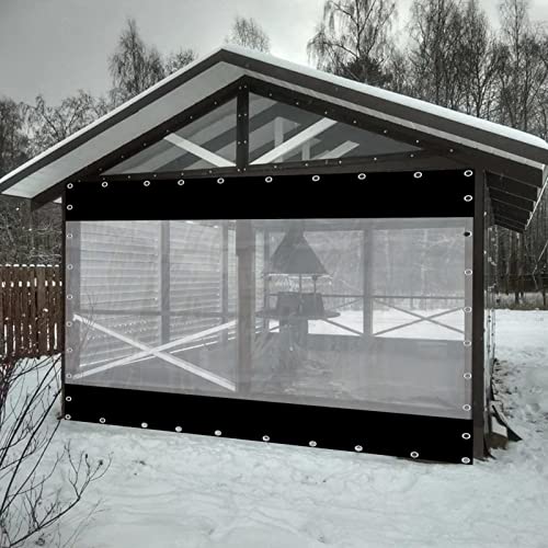 ZHZHXR Cortina de Exterior Impermeable Cortavientos Paneles Laterales Impermeables para Pérgola con Ojales Cortinas Transparente para Todas Las Estaciones (3.5x2.5m)