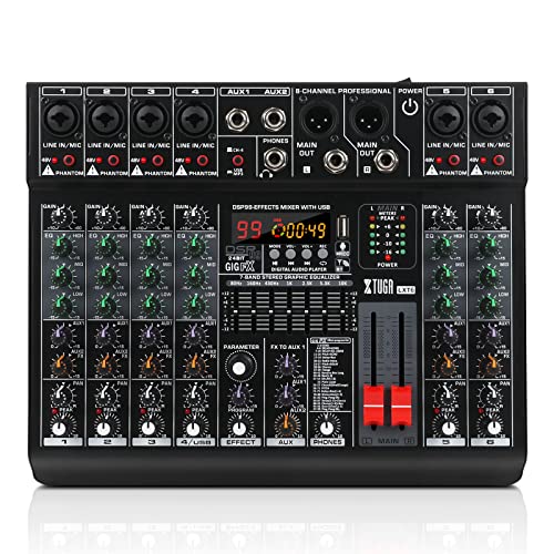 Console de mixage XTUGA LXT6 avec égaliseur 7 bandes et 99 effets DSP