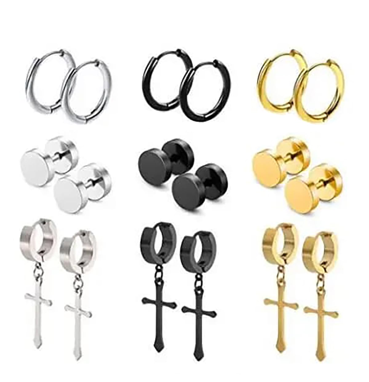 See full amazon price history chart for La Belleza Stainless Steel 9 Pairs Stud Earrings Cross Dangle Hinged Hoop Ear Piercing Screw Jewellery Barbell Studs Earrings Set for Men Women La Belleza Stainless Steel 9 Pairs Stud Earrings Cross Dangle Hinged Hoop Ear Piercing Screw Jewellery Barbell Studs Earrings Set for Men Women (B0CFB2KP6J) Amazon Price History, Amazon Price Tracker