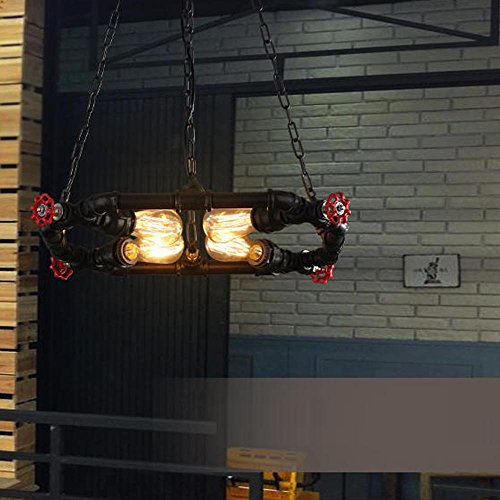 Chandelier retro industriel suspension metal plafonnier 4 feux E27 50cm