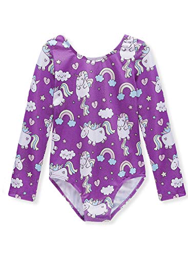 HOZIY Gymnastics Leotards for Girls Unicorn Pink Purple Sparkly Dancewear Activewear Quick Dry