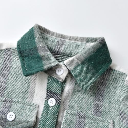 Image of Cromoncent Mens Boys Thick Flannel Shirt Long Sleeve Shirt Jacket Casual Button Down Multi Pockets Shacket