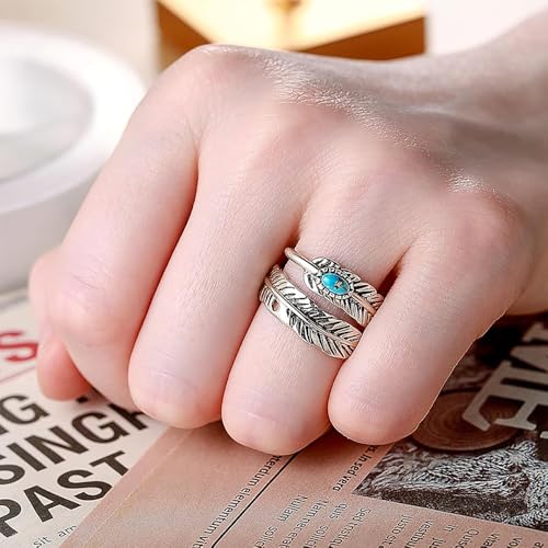 Personality Retro Style Opening Rings for Women Imitation Turquoise Vintage Party Jewelry3