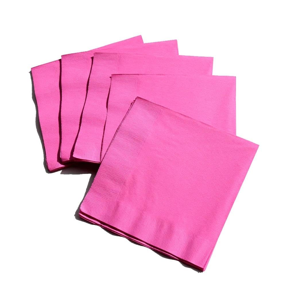 100 Hot Pink Paper Napkins Serviettes Birthday Wedding Catering 33cm 2ply Hen Party