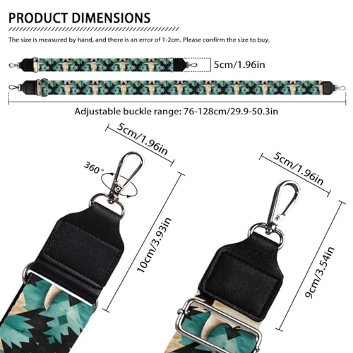 Image of Wide Bag Straps Replacement Crossbody Tribal Sheep Guitar Straps for Handbags /Purses /Messenger /Duffel Bags Backpack Straps Replacement Adjustable Length from 30 inch to 50.3 inch Green