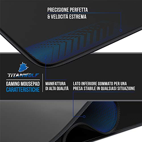 TITANWOLF - XXL Mousepad Gaming 900 x 400mm Vector Retro - Tappetino Mouse Gaming Extra Grade - Migliora precisione e velocità - Adatto a Roccat Razer Logitech Mouse e Tastiera