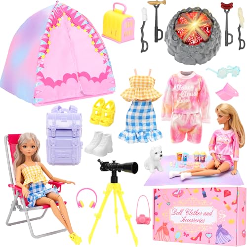 35 Pcs Doll Camping Outdoor Adventure Playset for 11.5 Inch Girl Dolls