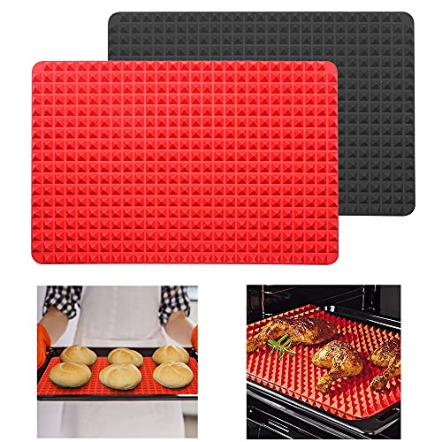 YancLife Tapis en Silicone, Tapis de Cuisson Pyramid Pan Tapis de Cuisson RéSistant à La Chaleur Tapis de Cuisson AntidéRapant RéUtilisable Tapis de...