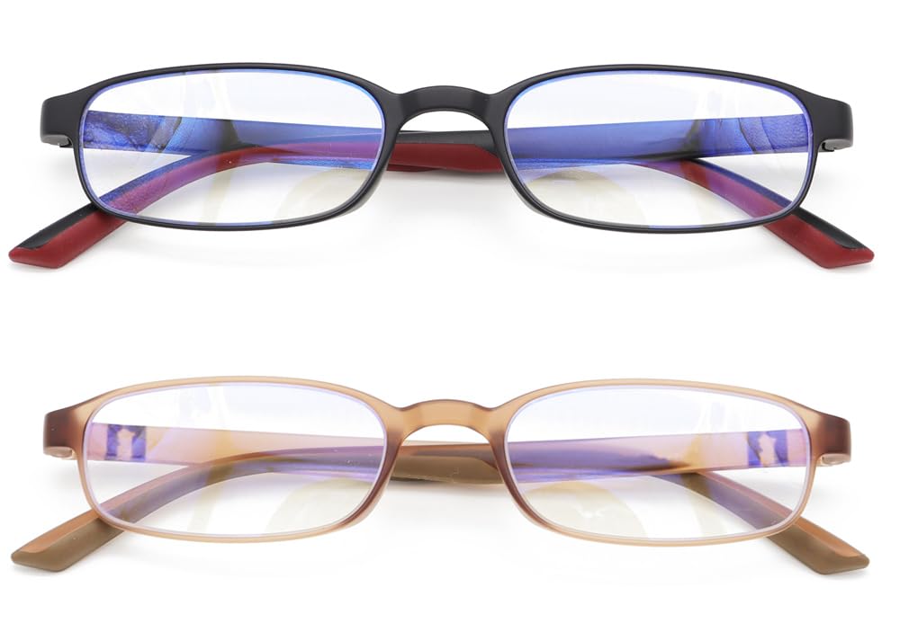 Mcoorn Flexible Computer Blue Light Blocking Lightweight Anti Glare Reading Glasses Rectangular Reader Women Men