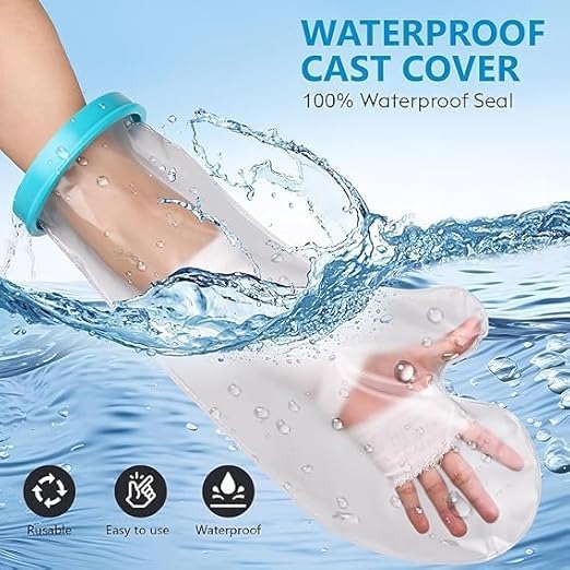 JAMBUVANTI Hand Cast Covers for Shower Arm, Waterproof Cast Cover Arm Adult, Soft Comfortable Cast Protector for Shower Arm, Reusable Elastic Cast Bag for Bandage 3