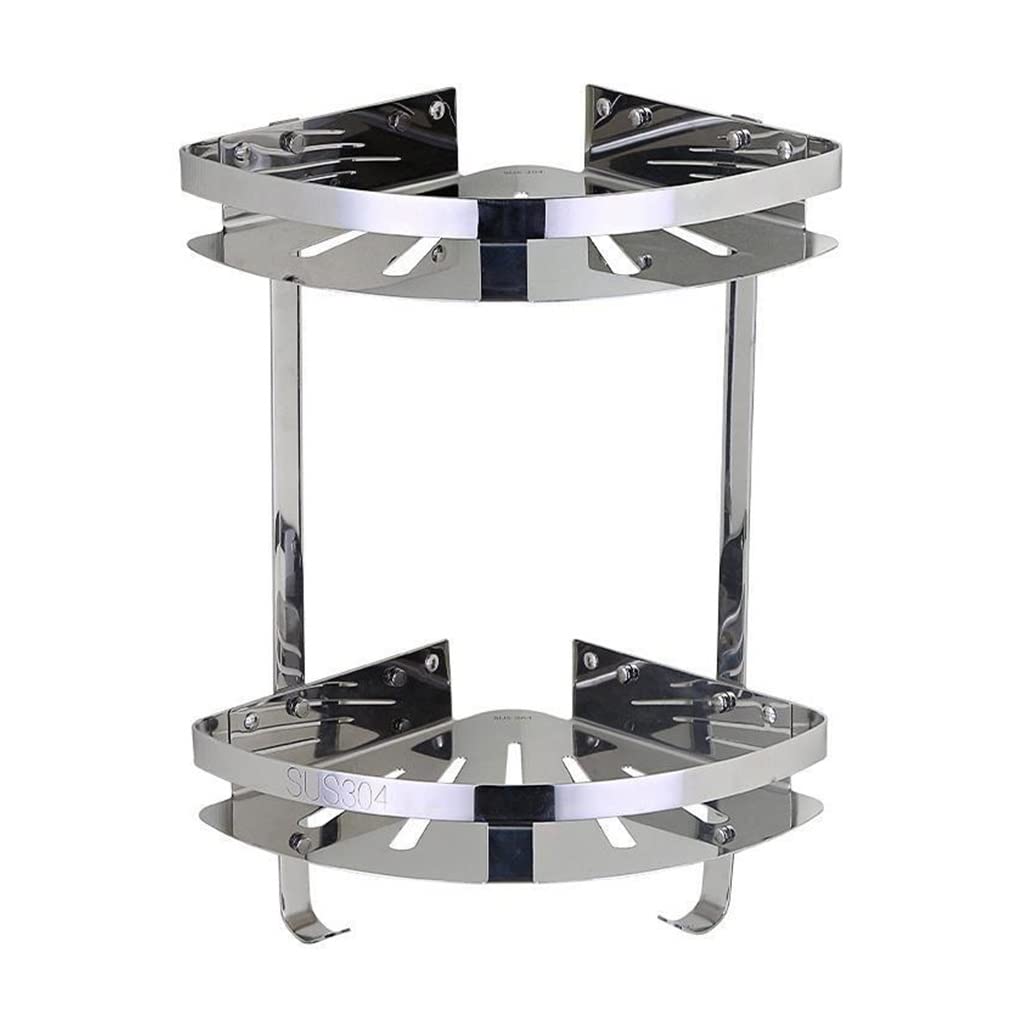 Ruiseawing Corner Shower Caddy Bathroom Shelfs Modern Corner Shelf 1-3 Layers Silver Polish Rack Wall Mount Bathroom Organizer