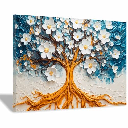 Impression arbre de la vie 30x50cm tableau fleuri encadré idée cadeau idéale de pendaison de crémaillère