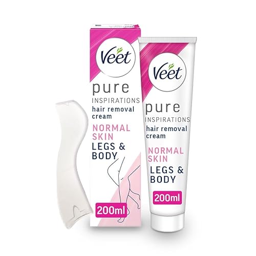 Veet Pure Hair Removal Cream, Legs & Body, Normal Skin, 200ml each, 1 Spatula, Long Lasting Smoothness, Hydrates & Exfoliates Skin, Least Number of Ingredients (Packaging may vary)