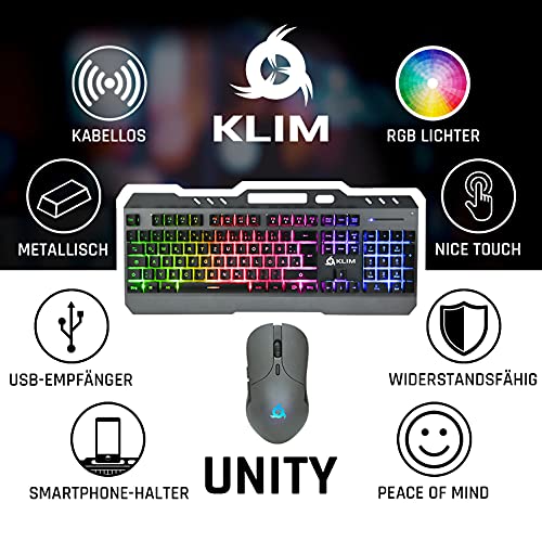 KLIM Unity - Wireless Tastatur und Maus Set DE Layout + Langlebig, Ergonomisch, Semi-Mechanisch + kabelloses Maus Tastatur Set für Laptop PC Mac PS4 Xbox One+ Langlebiger eingebauter Akku + NEU 2022 - Image 5