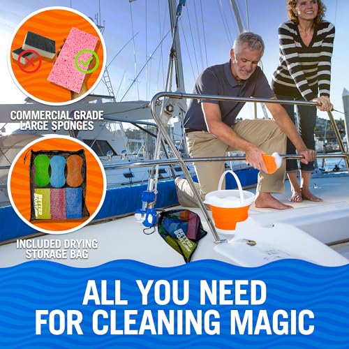 Extra Large Boat Bail Sponge and Bone Sponge Set, 6 Pack Cellulose and Soft Touch Sponges for PWC, Kayak, Pontoon, or Car Washing and Cleaning, Includes Storage Bag by Better Boat - Image 3