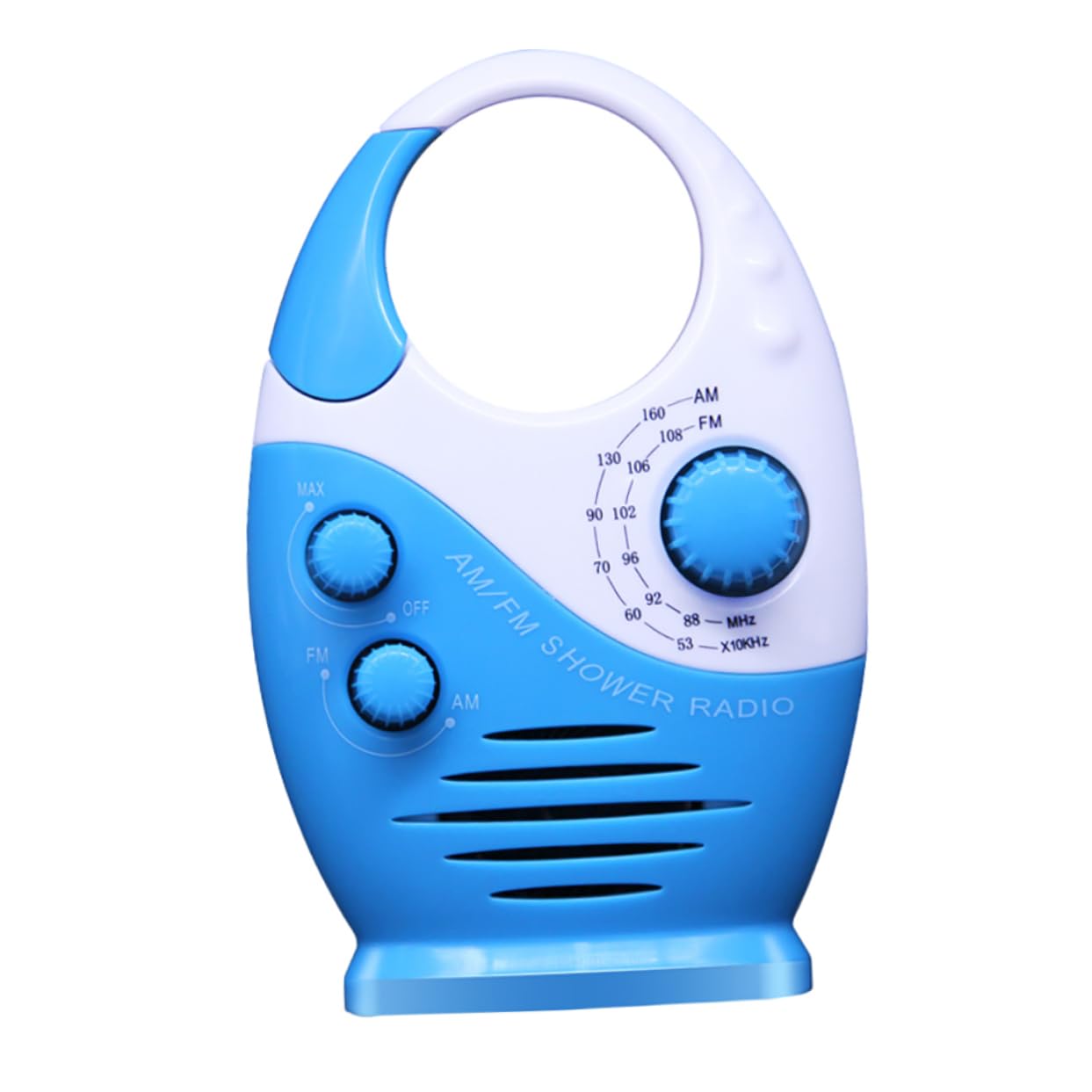 Radio Portátil Am/FM para Baño, Mini Radio Altavoz Integrado, Diseño Compacto y Resistente Al Agua, Adecuado para Ducha y Uso Doméstico, Color Azul, 1 Unidad