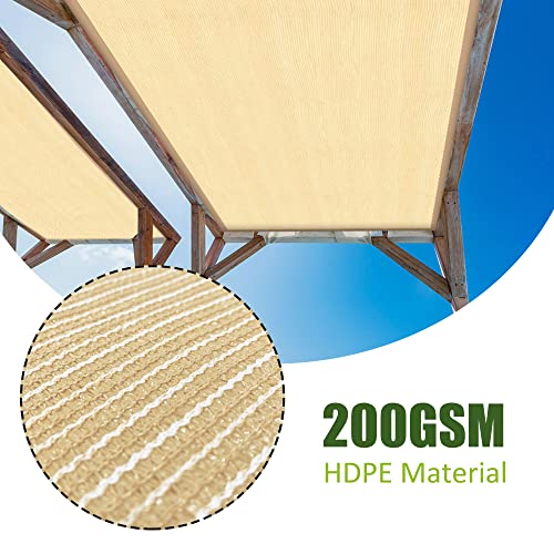 Hanjet 90% Outdoor Sun Shade Cloth With Reinforced Grommet, 8 X 10 Feet, Pergola, Porch, Patio Shade Covers For Shade And Rain, 95% Uv Protection Sun Screen, Beige #TOP3