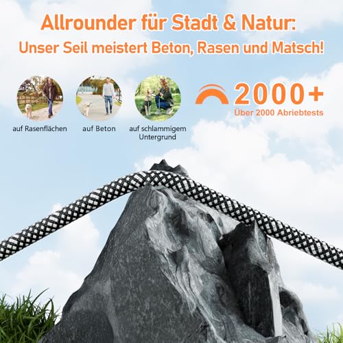 X XBEN Schleppleine für Hunde, 3M 5M 10M 15M 20M 25M 30M Lang Robuste Hundeleine mit Abschließbarer Karabiner, Laufleine Trainingsleine für Kleine Mittlere Große Hunde, Weiche Handschlaufe