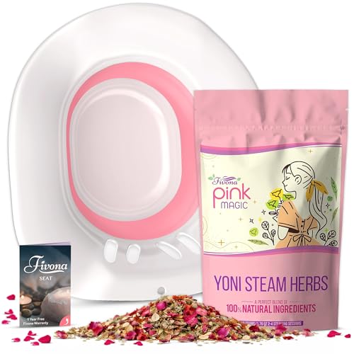 Fivona Yoni Steam Kit 2-in-1 Bundle of Steaming Seat with Pink Magic Herbs Bundle - at Home V-SPA Cleansing Set for Toilet Bowl - Detox and Rejuvenate with All-Natural Herbal Therapy