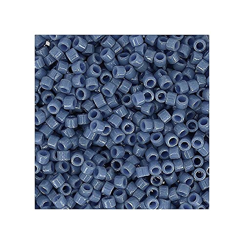 5 g Miyuki Delica Rocailles Seed Beads 11/0 (1.6 mm), Opaque Denim Blue Luster