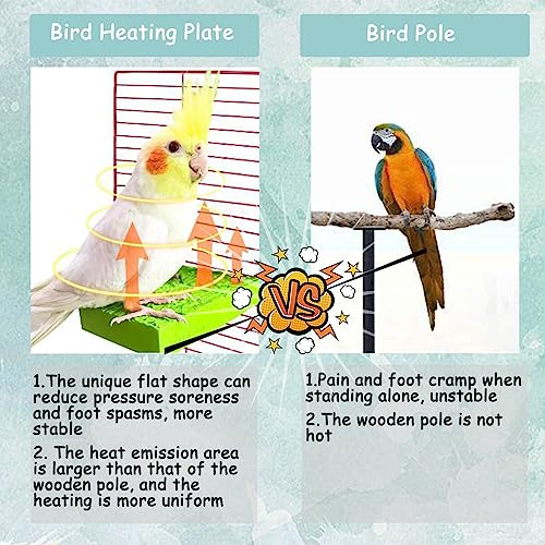 Cdipesp Aquecedor Para Gaiola De Pássaros, Suporte Poleiro, Placa Aquecimento Resina Ecológica, Acon