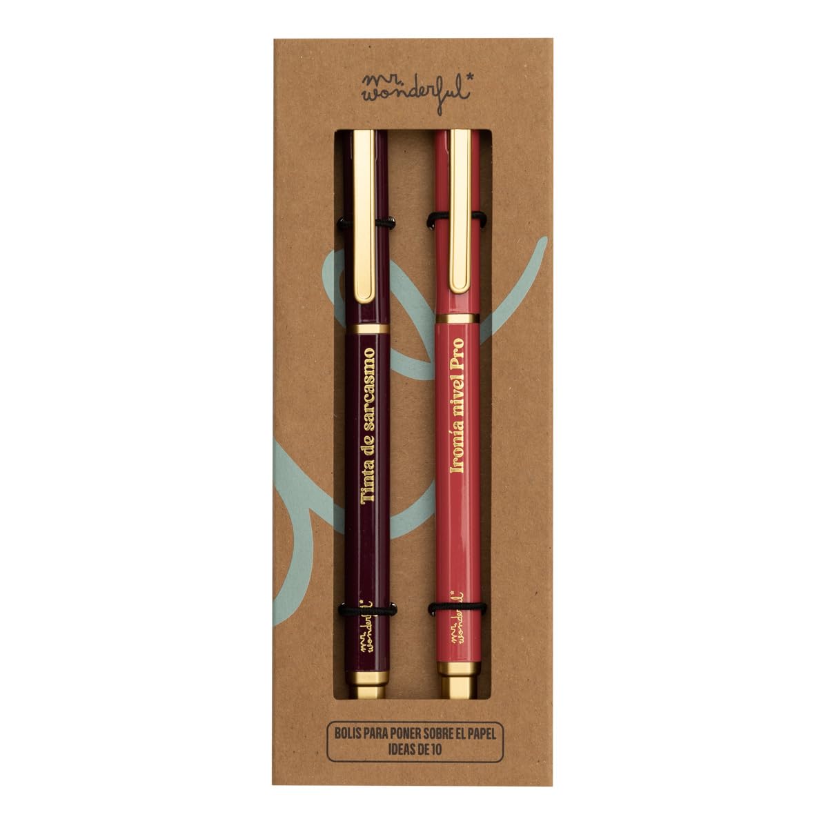 Mr. Wonderful - Set of 2 pens to put on paper ideas of 10 - Set of 2 pens with metallic body and blue and black inks