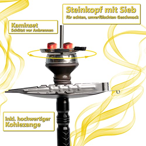 Black Series Shisha 4 Anschlüsse Set (Diffusor, Kopf mit Sieb & Schnellverschluss) - Glas Bowl Alu Shisha 4 Schlauch… – Bild 7